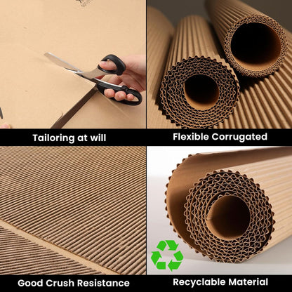 2 Ply Brown Corrugated Paper Roll for Packaging Material - 30 Meters, 200 GSM – Cardboard Packing Sheets | Ideal for Packaging, Wrapping, Craft, Cardboard Sheets & Office Use