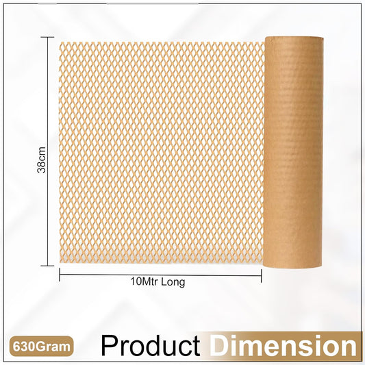 Honeycomb Paper Bubble Wrap Roll 10 Meter x 15 Inch – Eco-Friendly Cushioning Paper Roll for Packing, Shipping & Moving, Strong Kraft Paper Protective Packaging Material