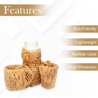 Honeycomb Paper Bubble Wrap Roll 25 Meter x 15 Inch – Eco-Friendly Cushioning Paper Roll for Packing, Shipping & Moving, Strong Kraft Paper Protective Packaging Material