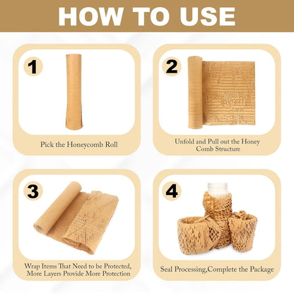 Honeycomb Paper Bubble Wrap Roll 25 Meter x 15 Inch – Eco-Friendly Cushioning Paper Roll for Packing, Shipping & Moving, Strong Kraft Paper Protective Packaging Material