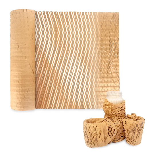 Honeycomb Paper Bubble Wrap Roll 10 Meter x 15 Inch – Eco-Friendly Cushioning Paper Roll for Packing, Shipping & Moving, Strong Kraft Paper Protective Packaging Material
